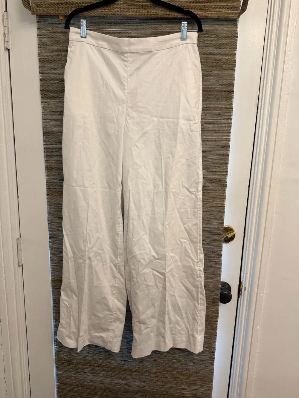 Banana Republic White Hayden Wide-Leg Linen Blend Pants